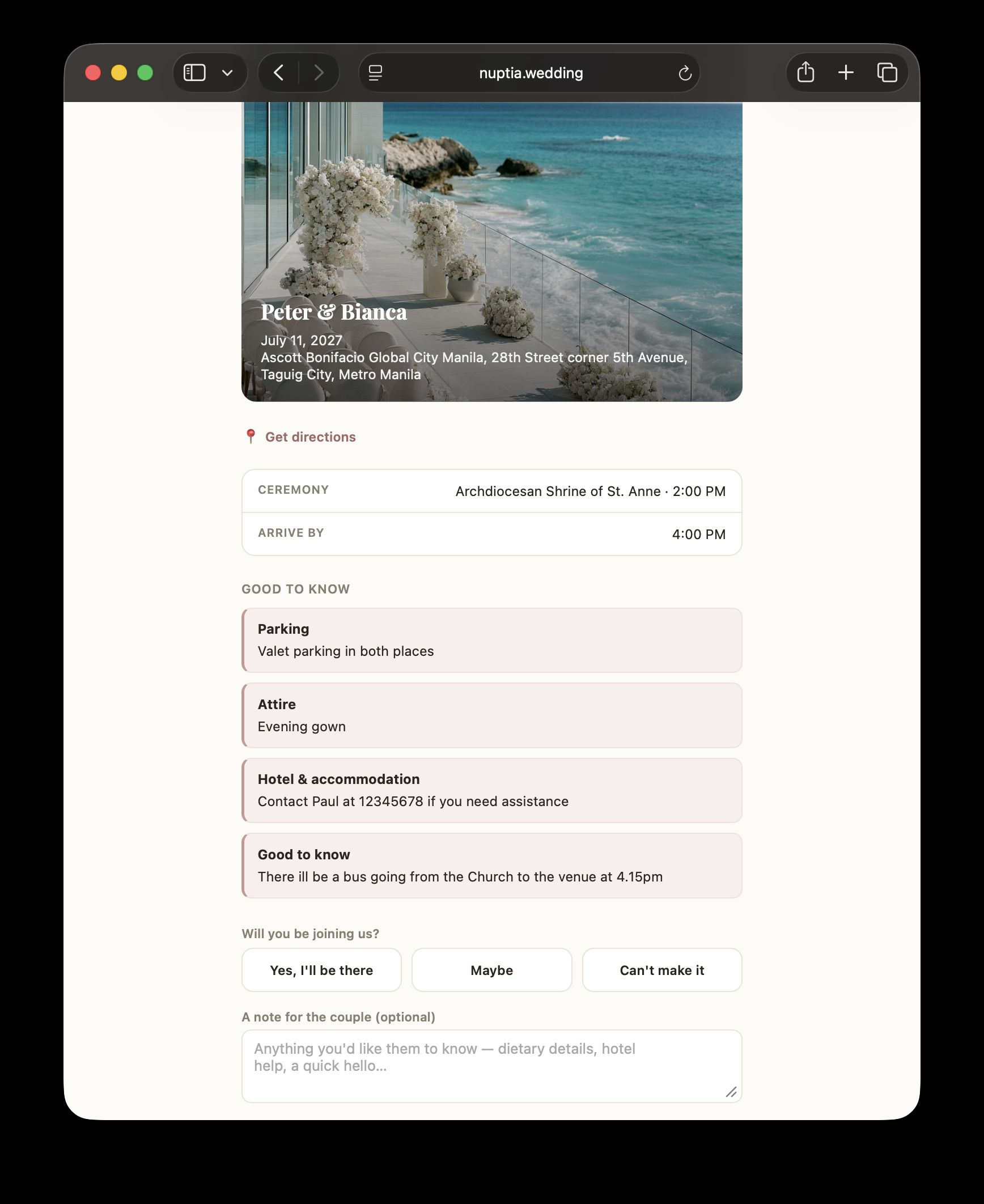 Live RSVP Page