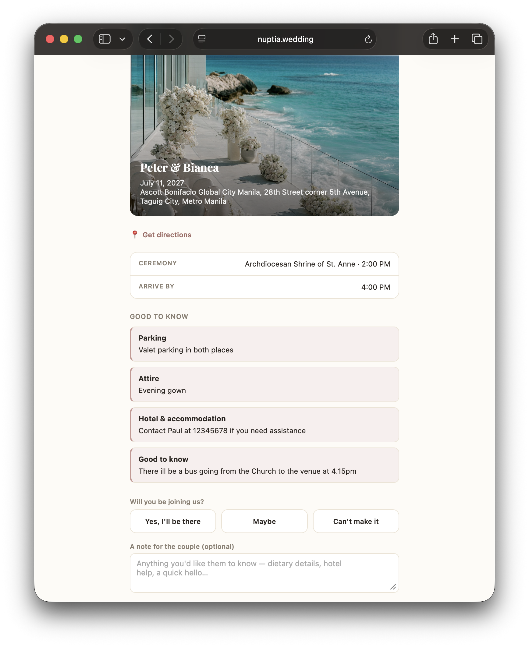 Live RSVP Page