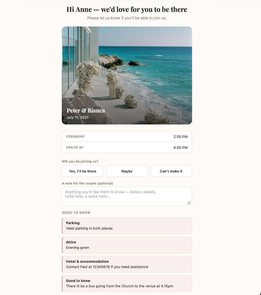 RSVP Website on iPhone
